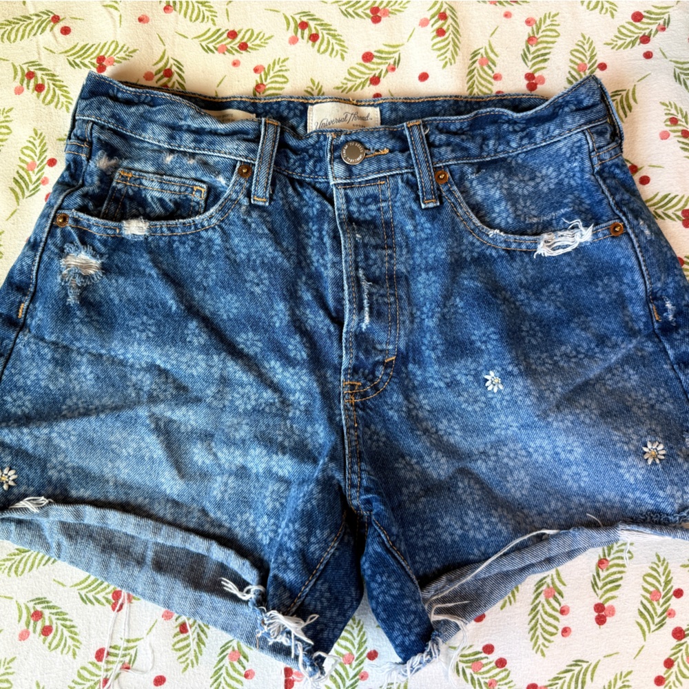 Universal Thread Floral Blue 90s Baggy Jean Shorts